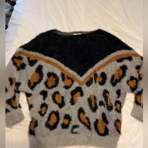 Leopard print fuzzy sweater